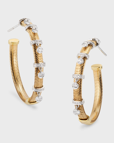 Nikos Koulis 18k Hoop Earrings With Diamond Charms In Gold