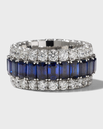 Picchiotti Xpandable 18k White Gold Diamond And Blue Sapphire Ring In Sapphire 4