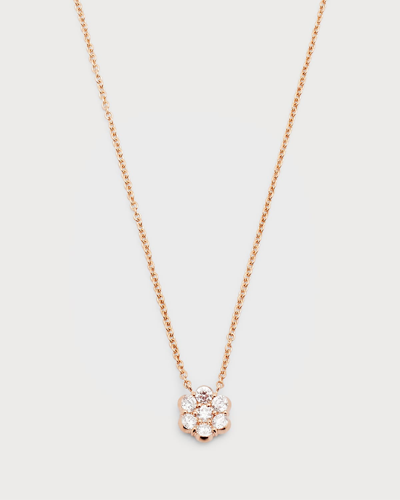 Bayco 18k Rose Gold Flower Diamond Pendant Necklace In 15 Rose Gold