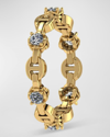 HOORSENBUHS 18K YELLOW GOLD MICRO TRI-LINK II RING WITH DIAMONDS