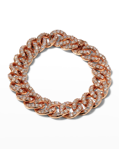 Leo Pizzo Rose Gold Lady Link Bracelet With Pave Diamonds