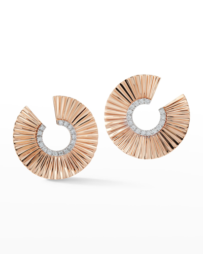 Walters Faith Clive Rose Gold Fluted Front-facing Hoop Earrings With White Rhodium In 05 No Stone
