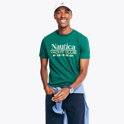 Nautica Mens Sustainably Crafted Yacht Club Graphic T-shirt In Green