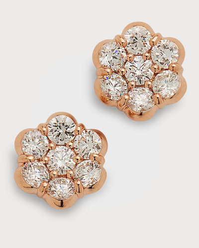 Bayco 18k Rose Gold Floral Diamond Stud Earrings