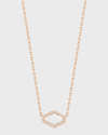 WALTERS FAITH BELL ROSE GOLD ROCK CRYSTAL HEXAGONAL EAST-WEST NECKLACE WITH DIAMOND BORDER