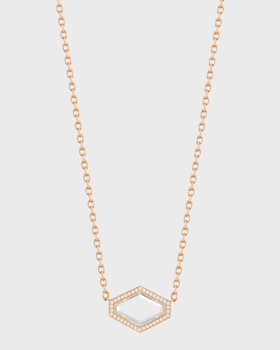 Walters Faith Bell Rose Gold Rock Crystal Hexagonal East-west Necklace With Diamond Border In 05 No Stone