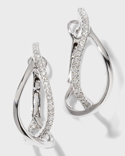 Frederic Sage 18k White Gold Small Diamond Crossover Hoop Earrings