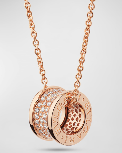 Bvlgari B.zero1 18k Rose Gold Necklace With Diamonds In 15 Rose Gold
