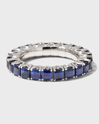 Picchiotti White Gold Xpandable Emerald-cut Sapphire Band In 10 White Gold