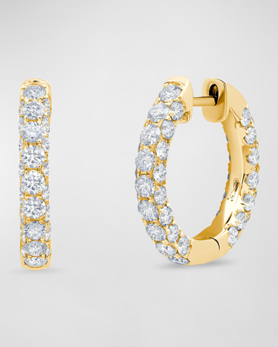 Graziela Gems 18k Gold 3-side Diamond Hoop Earrings