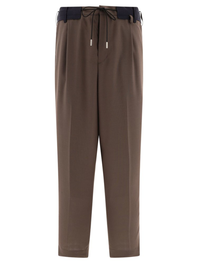 Sacai Tapered Drawstring Trousers In Green