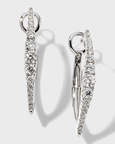 Frederic Sage 18k White Gold Graduating Half Diamond And Polished Inside Earrings In Metallic