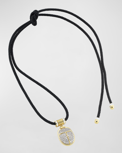 Emily P Wheeler Soft Scarab Necklace With 18k Yellow Gold And Diamonds In Black