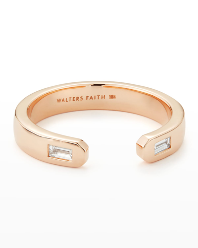 Walters Faith Ottoline Rose Gold Open Band Ring With 2 Gypsy-set Baguette Diamonds In 05 No Stone