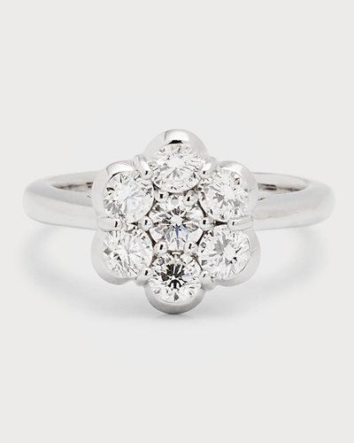 Bayco 18k White Gold Flower Diamond Ring In Metallic