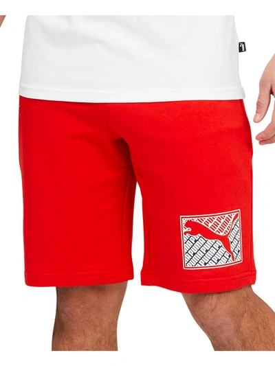 Puma Mens Logo Sport Shorts In Red