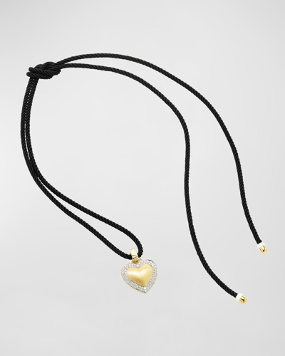 Emily P Wheeler Soft Heart Necklace With 18k Yellow Gold And Diamonds In Black
