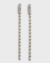 FREDERIC SAGE 18K YELLOW AND WHITE GOLD LONG ALTERNATING POLISHED AND DIAMOND CITY EARRINGS