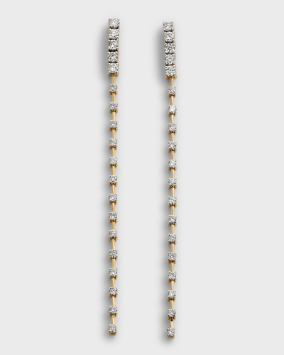 Frederic Sage 18k Yellow And White Gold Long Alternating Polished And Diamond City Earrings In Metallic