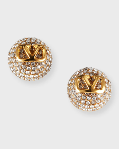 Valentino Garavani Monogram Stud Earrings In Gold Silver