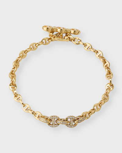 Hoorsenbuhs 18k Yellow Gold 3mm Open Link Bracelet With Diamonds In 40 White