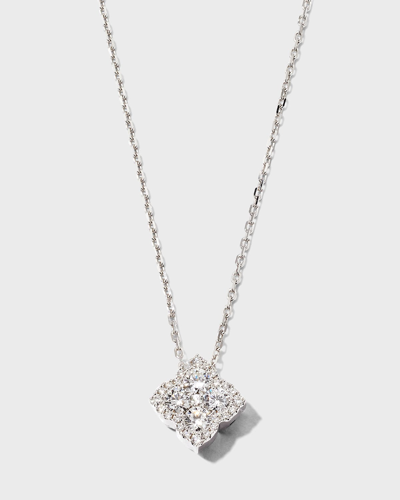 Frederic Sage 18k White Gold Fleur D'amour All Diamond Pendant Necklace In Metallic