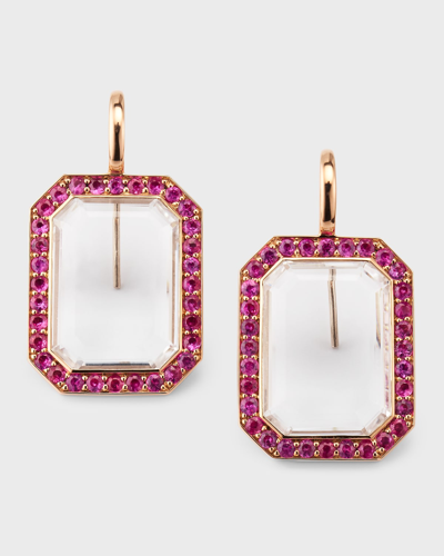 Walters Faith 18k Pink Sapphire And Rock Crystal Drop Earrings In 25 Pink