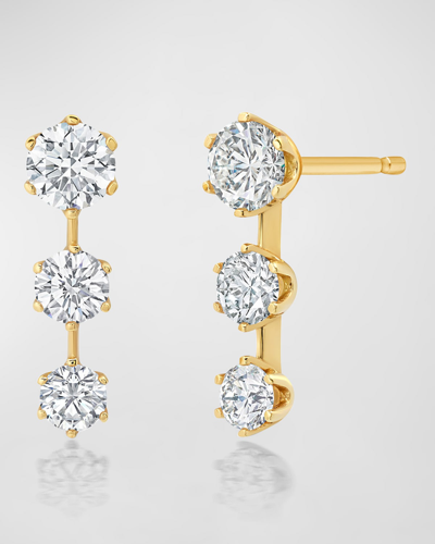Graziela Gems 18k Yellow Gold Short Triple Diamond Drop Earrings