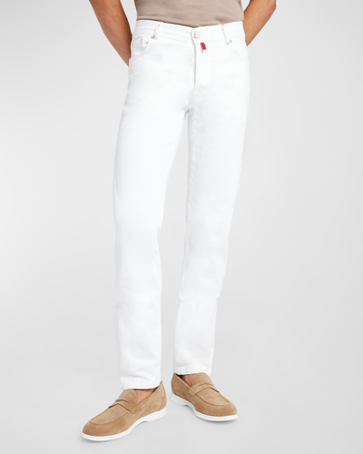 Kiton Men's 5-pocket Straight-leg Jeans In White