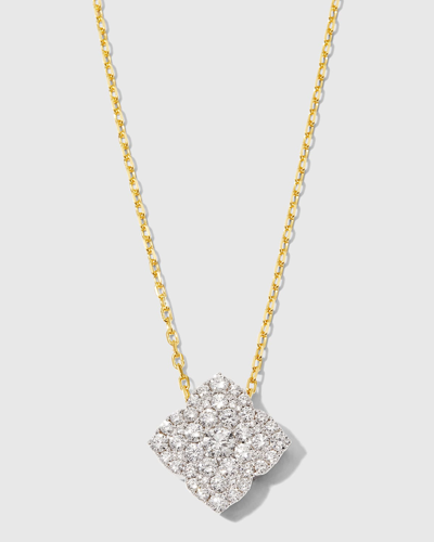 Frederic Sage 18k Yellow And White Gold Large Fleur D'amour All Diamond Pendant Necklace