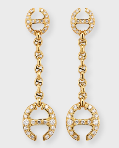 Hoorsenbuhs 18k Yellow Gold Micro Link Chain Earrings With Diamonds In 40 White