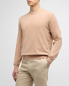 Loro Piana Men's Baby Cashmere Crewneck Sweater In Momo Peach Melang