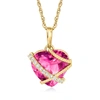ROSS-SIMONS PINK TOPAZ HEART PENDANT NECKLACE WITH DIAMOND ACCENTS IN 14KT YELLOW GOLD