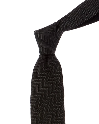 Ted Baker Thallo Charcoal Wool Tie In Black