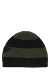 Prada Green Black Striped Beanie Hat In Stripped