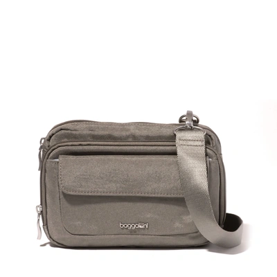 Baggallini Modern Double Zip Crossbody In Grey