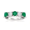 Ross-simons Emerald And . Lab-grown Diamond Ring In 14kt White Gold In Green