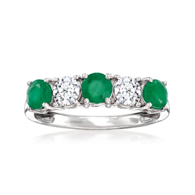 Ross-simons Emerald And . Lab-grown Diamond Ring In 14kt White Gold In Green
