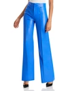 ALICE AND OLIVIA DYLAN WOMENS FAUX LEATHER VEGAN WIDE LEG PANTS