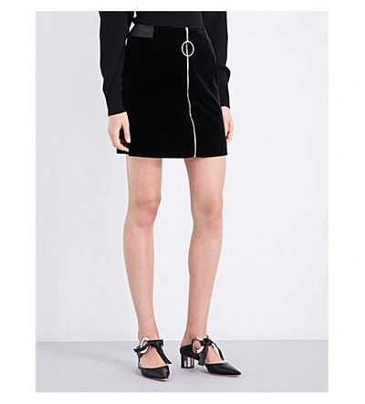 Mugler Jupe Zip-front Mini Skirt, Black