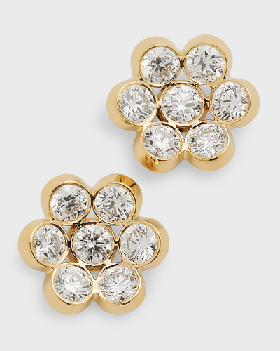 Bayco 18k Yellow Gold Diamond Floral Stud Earrings In 05 Yellow Gold