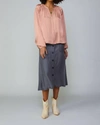 Current Air Ruffled Shoulder Blouse In Dusty Blush In Multi