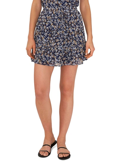 Riley & Rae Womens Floral Short Mini Skirt In Black