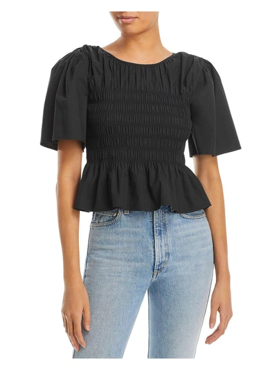 Rails Rosie Womens Smocked Cropped Blouse In Black