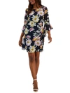 CONNECTED APPAREL WOMENS RUFFLED FLORAL MINI DRESS