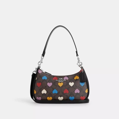 Coach Outlet Teri Shoulder Bag In Signature Canvas With Heart Print In Multi