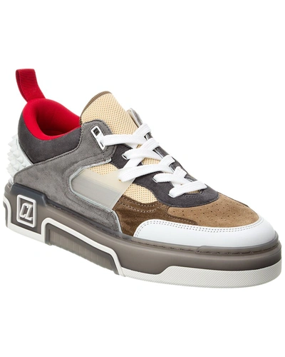 Christian Louboutin Men's Astroloubi Mixed Media Low-top Sneakers In Grey