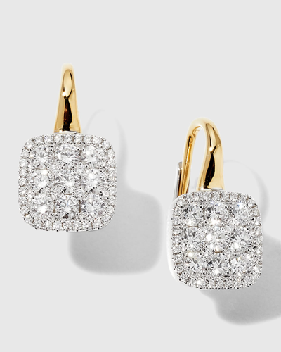 Frederic Sage 18k Yellow And White Gold Medium Firenze Ii Diamond Cushion Earrings