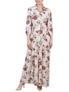 Ny Collection Petites Womens Crinkle Tiered Maxi Dress In Multi