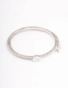 Lovisa Rhodium Double Pointed Cubic Zirconia Bangle In Silver